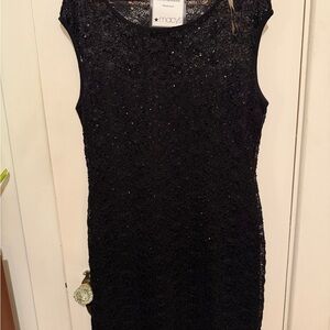 Connected Apparel Black Textured Mini Dress